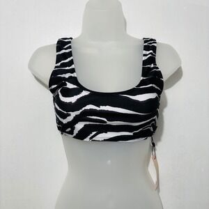 Missguided‎ Zebra Print Bikini Top Swim Scoop Neck Sleeveless Sz 8 resort cruise